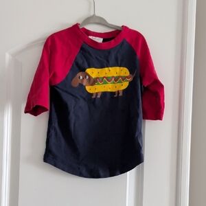 Hanna Andersson Red and Navy Hot Dog Graphic Tee